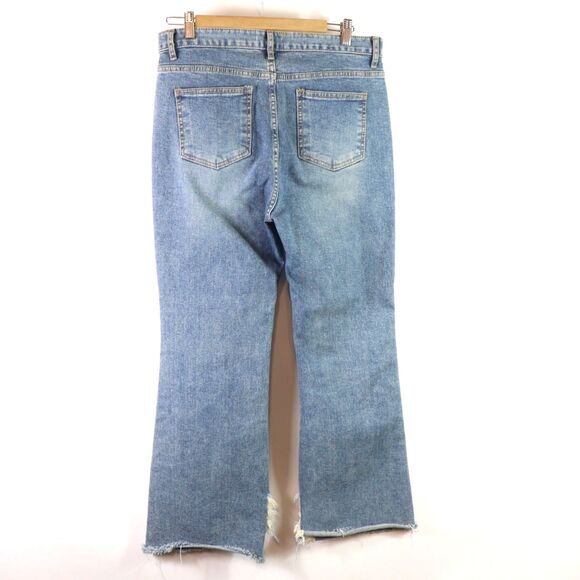 EC OAK + FORT High rise Boot Cut slit frayed raw hem Jeans size L - Picture 2 of 5
